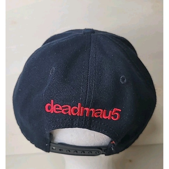 Deadmau5 Mouse Ears Black Red White Adjustable Snapback EDM Festival Hat - Picture 4 of 8